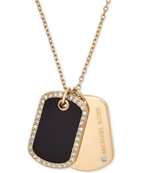 Michael Kors Pavé & Stone Dog Tags Pendant Necklace 